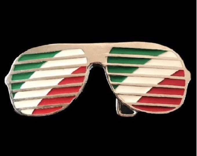 Italy Flag Sunglasses Belt Buckle Italian Tricolore Soccer Game Cool Buckles Belts