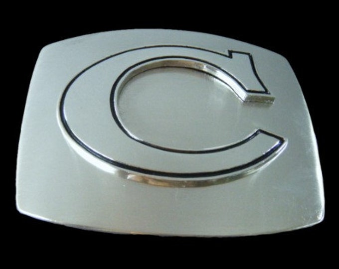 Initial C Letter Name Tag Monogram Chrome Belt Buckle Buckles