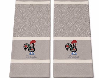 Embroidered Portugal Portuguese Kitchen Dish Towel 100% Cotton Set of 2