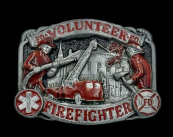 Volunteer Fireman Firemen Firefighter Dept. Fd Belt Buckle Boucle De Ceintures