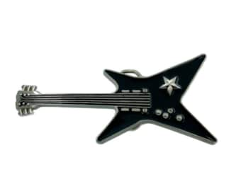 Heavy Metal Rock Music Black Electric String Guitar Belt Buckle