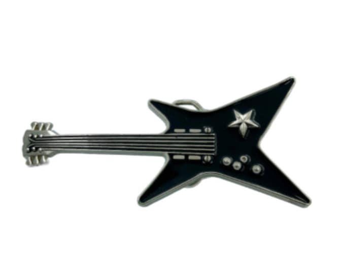 Heavy Metal Rock Music Black Electric String Guitar Belt Buckle