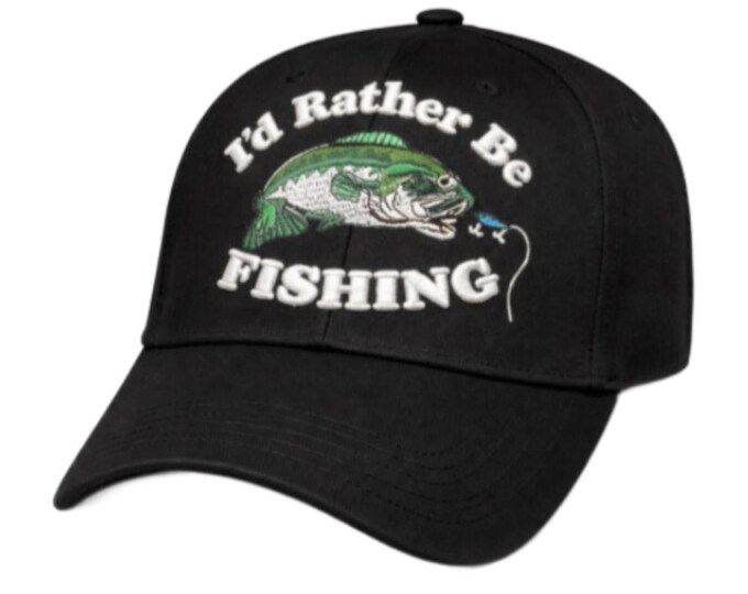 I'D Rather Be Fishing Embroidered Baseball Cap Hat