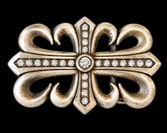 Cross Belt Buckle Flower Rhinestones Crosses Unisex Buckles & Belts