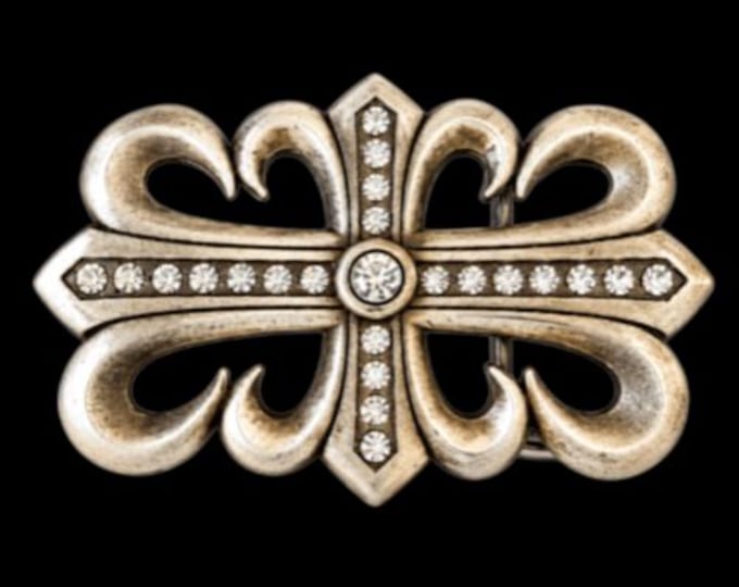 Cross Belt Buckle Flower Rhinestones Crosses Unisex Buckles & Belts