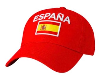 Espana Spain Flag Unisex Cap White  Embroidered Baseball Hat for Soccer Fans