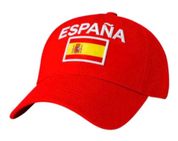Espana Spain Flag Unisex Cap White  Embroidered Baseball Hat for Soccer Fans