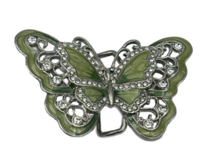 Butterfly Belt Buckle Butterflies Green Rhinestone Buckles