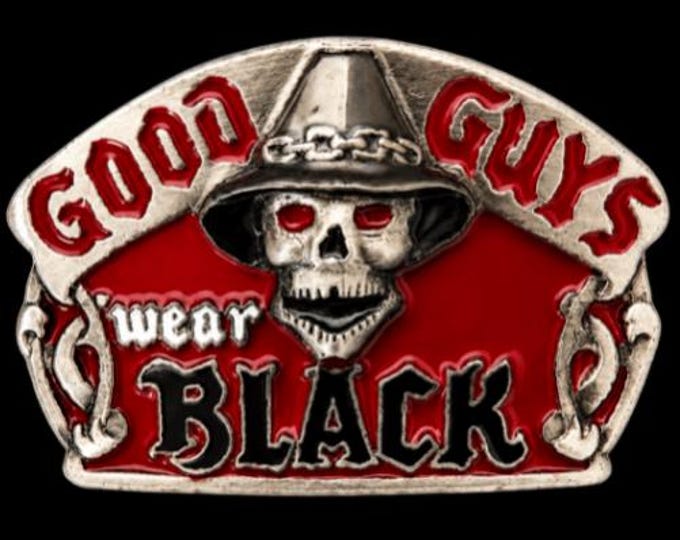 Skull Head Skeleton Gothic Good Guys Wear Black Belt Buckle Buckles