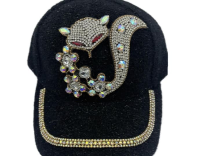 Bling Rhinestone Fox Women's Baseball Cap Outdoor Sun Hat