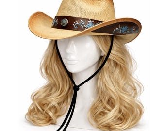 Quality Western Fashion Cowgirl Cowboy Straw Hat Embroidered Wide Brim Unisex