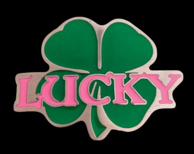 Lucky Irish Clover Shamrock St Patrick Pink Lucky Belt Buckle Boucle Ceintures