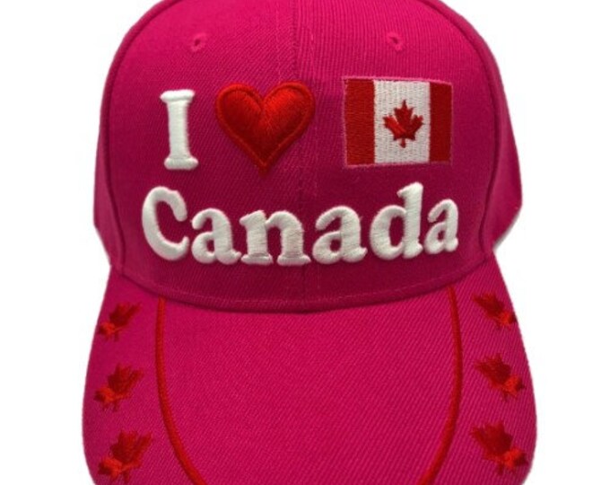 I Love Canada Adjustable One Size Fits All Baseball Embroidered Cap Hat