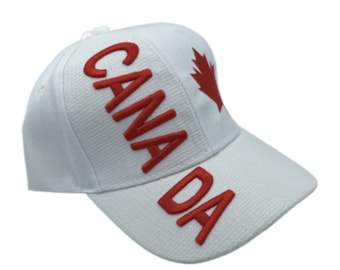 White Canada Flag Baseball Hat Cap Red Mapleleaf Maple Leaf