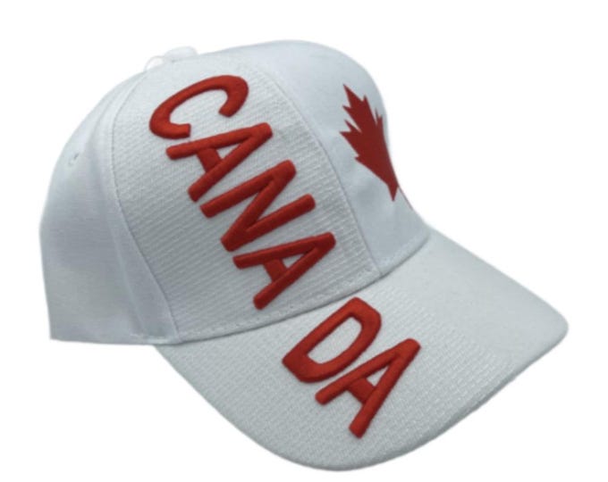 White Canada Flag Baseball Hat Cap Red Mapleleaf Maple Leaf