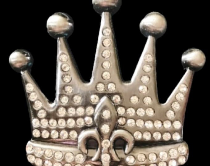Royal Royalty Rhinestone Crown Fleur De Lys Lis Queen King Belt Buckle Buckles