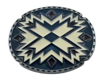 Blue Aztec Design Native Amerindian Metal Unisex Men’s Belt Buckle