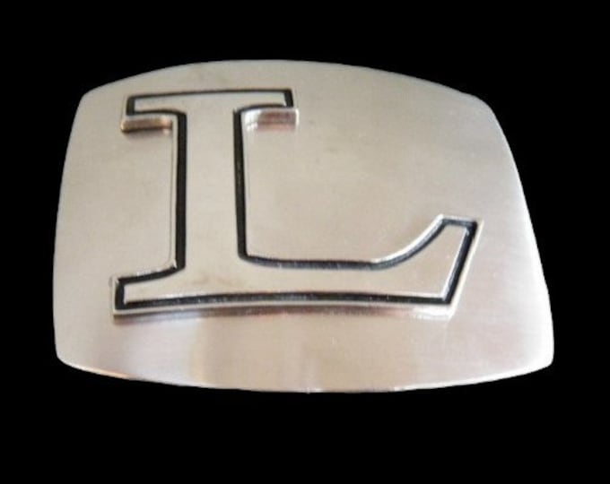 Belt Buckle Initial L Letter Name Tag Monogram Chrome Alphabet Buckles Belts