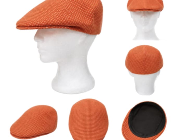 Orange 100% Paper Newsboy Hat Golfing Driving Cap Cabbie Men's Women's Unisex Hats