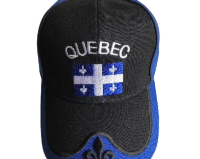 Quebec Flag Canada Fleur De Lys Hat Cap Baseball Black Chapeau Casquettes