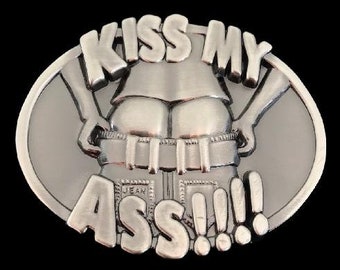 Kiss My Ass Jeans Funny Bar Jokes Fun Humor Belt Buckle