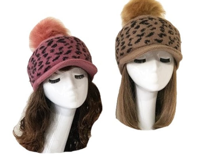 Women's Girl Casual Warm Knit Short Brim Fall Winter Snow Beret Hat Cap