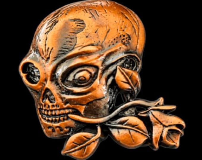 Skull Bones Evil Skeleton Flower Rose Belt Buckle Buckles