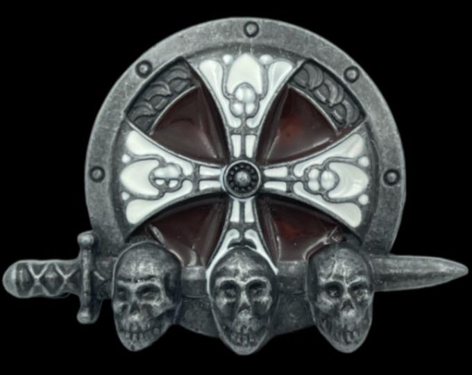 Celtic Irish 3 Skulls Sword Cross Belt Buckle Boucle De Ceinture