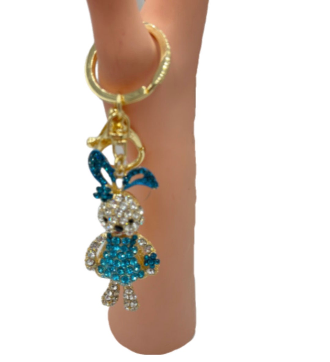 Bunny Rabbit Keyring Cute Rhinestone Crystal Charm Pendant Key Bag ...