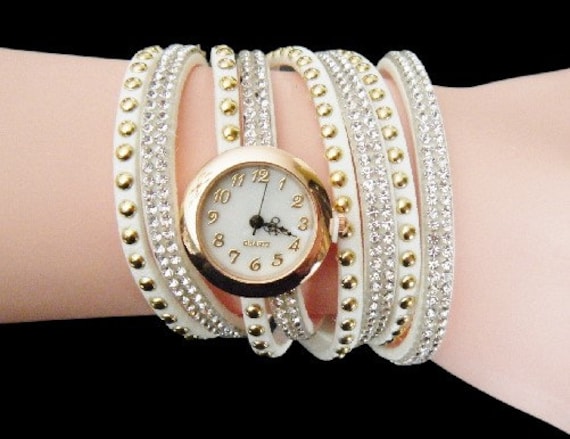 Bling Cowgirl  Watch w/ white band Geneva Platinum White & Silver Tone Rhinestones Ladies Watch  main image 4