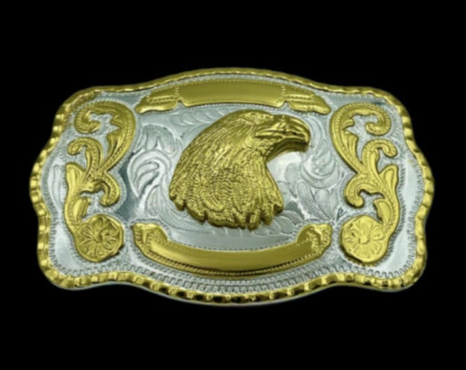 Belt Buckle Golden Eagle American Wild Eagles Head Big Belts & Buckles