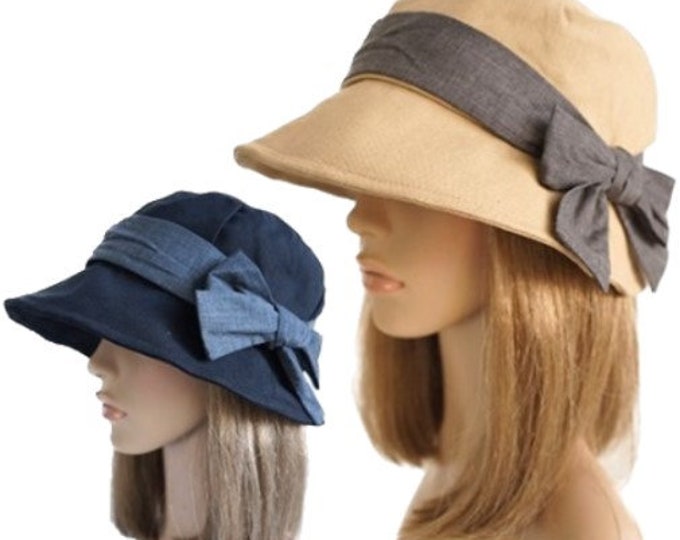 Women's Anti-UV Wide Brim Summer Beach Linen Cotton Casual Sun Bucket Hat