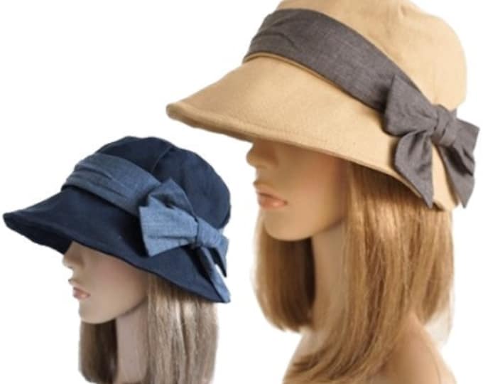 Women's Anti-UV Wide Brim Summer Beach Linen Cotton Casual Sun Bucket Hat