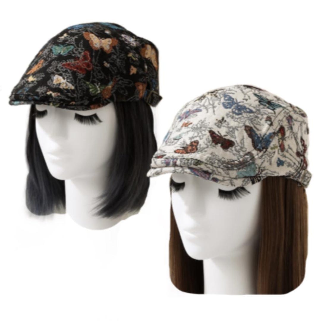 Unisex Denim Newsboy Butterfly Print Summer Cabbie Women display picture 3