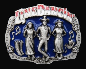 Line Dancing Belt Buckle LineDancin' Cowboy Country Music Western Belts Buckles