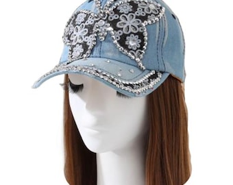 Rhinestone Butterfly Baseball Cap Girls Women Hip Sun Hat New Fashion