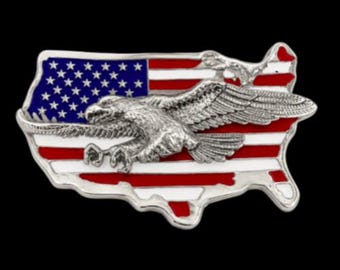 United States America USA Map Bald Eagle Belt Buckle Buckles