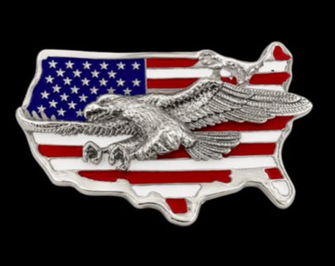 United States America USA Map Bald Eagle Belt Buckle Buckles