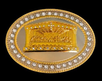 Belt Buckle Jesus Last Supper Religion Rhinestone Buckles