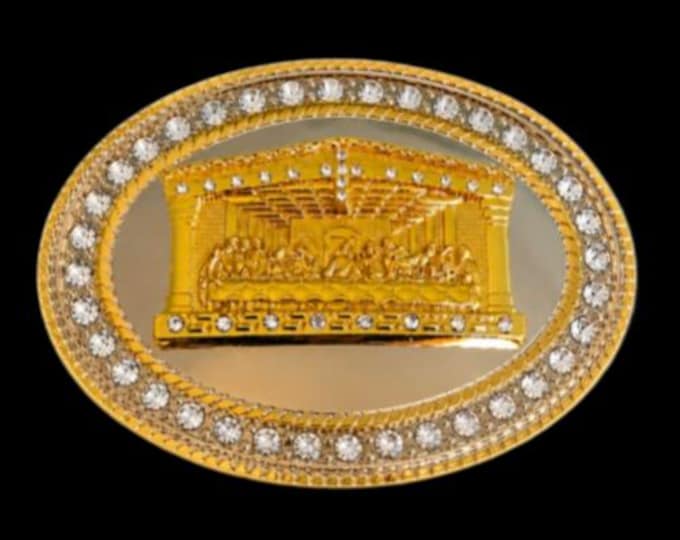 Belt Buckle Jesus Last Supper Religion Rhinestone Buckles