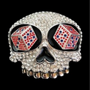 Belt Buckle Skull Rhinestones Casino Dice Eyes Gambler Belt Buckle Buckles