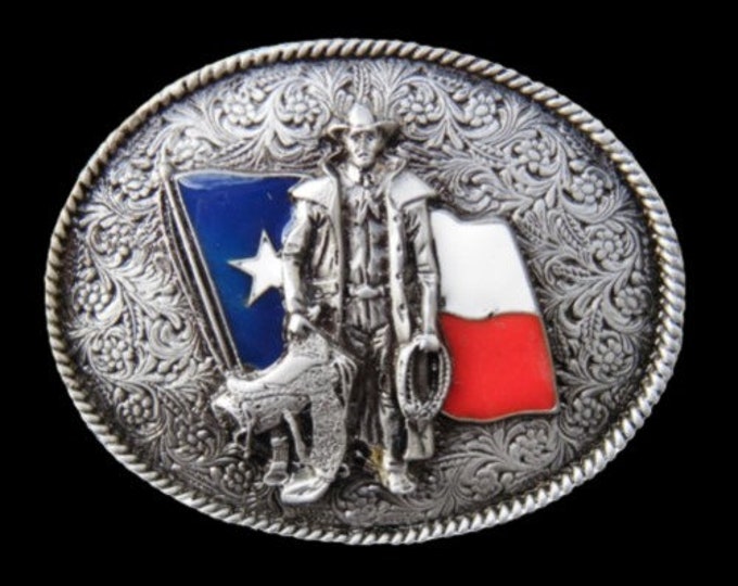 Texas Flag Cowboy Rodeo Western Belt Buckle Buckles