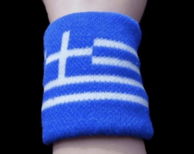 Greek Flag Tennis Wristband Greece Sports Wrist Sweatband Set of 2