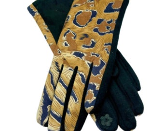 Women's Animal Print Cheetah Leopard Touch Screen Gloves Winter Fall