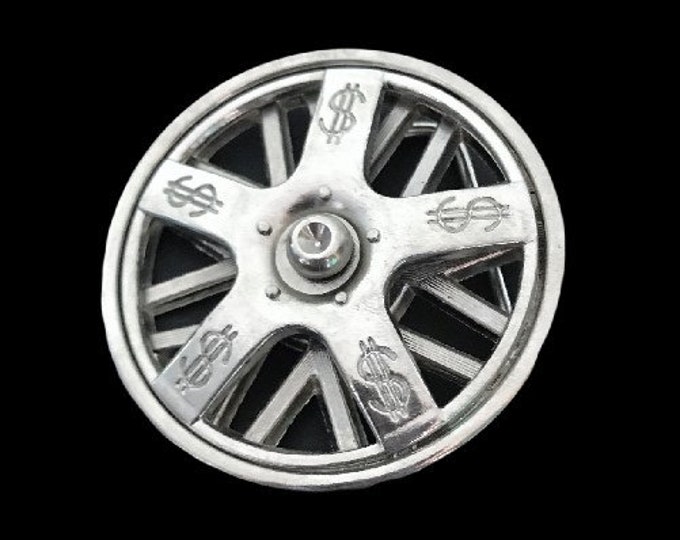 Dollar Sign Belt Buckle Spinning Money Dollars Signs Car Wheel Rim Belt Buckles