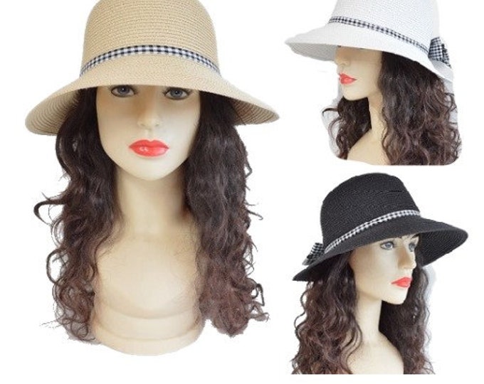 Women's Summer Foldable Bow Straw Cloche Sun Hat Hats