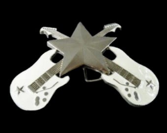 Belt Buckles White Guitars Rock Star Music Band Instrument Belts & Buckles