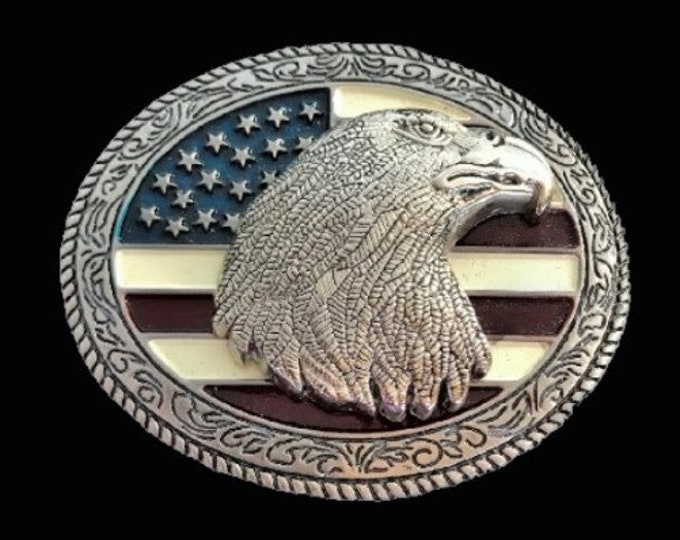 Eagle Belt Buckle American Flag Stars Stripes USA Flags Eagle's Head Belts & Buckles