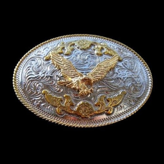 American Bald Flying Eagle Gold and Silver Plated Belt Buckle Boucle de  Ceinture