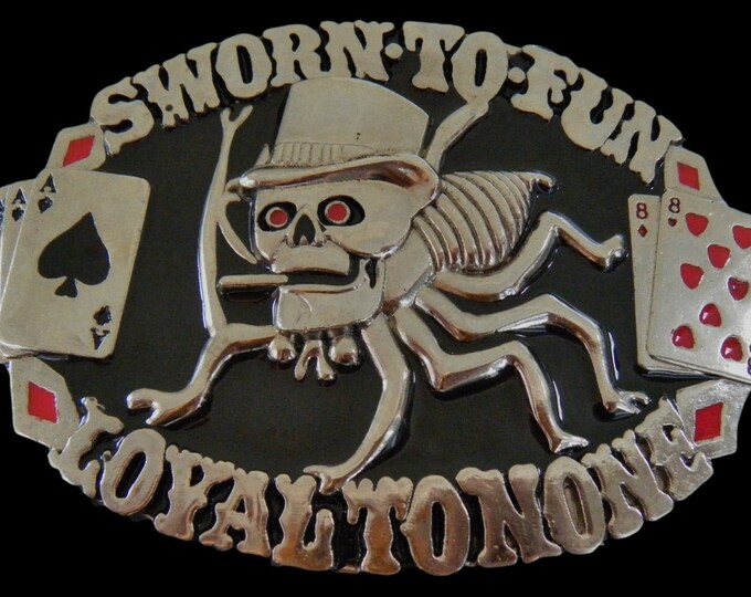 Belt Buckle Casino Gambler Spider Kull Cards Sworn Fun Loyal To None